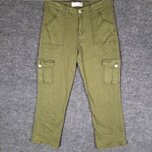Angels Of Difference Womens 12/31 Olive Green Cargo Pants Utility Straight Leg